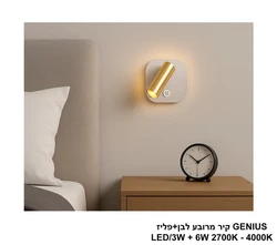 GENIUS קיר מרובע לבן+פליז