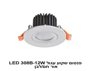 פנטום שקוע עגול LED 308B-12W אור לבן (23019)