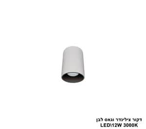 דקור צילינדר וגאס לבן LED 12W 3000K (24702)