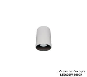 דקור צילינדר וגאס לבן LED 20W 3000K (24703)